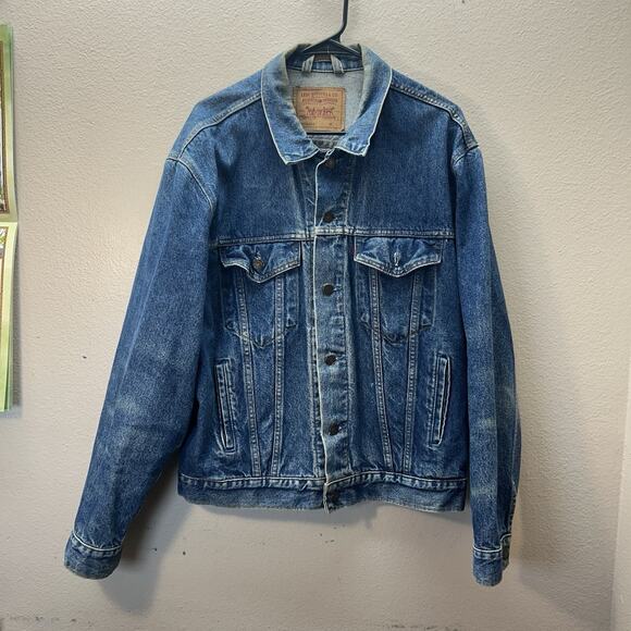 Vintage 80s Levis Type 3 Denim Trucker Jacket 70506-0216 44 Made USA Chore Jean